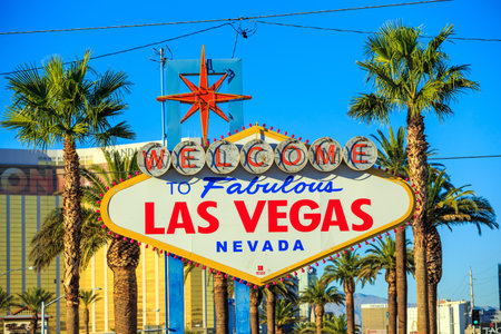 LAS VEGAS, USA - October 29: Welcome to Fabulous Las Vegas sign on October 29, 2014 in Las Vegas, USA. Las Vegas is one of the top tourist destinations in the world.のeditorial素材