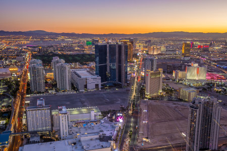 LAS VEGAS - OCT 29 : View of the strip on October 29, 2014 in Las Vegas. The Las Vegas Strip is an approximately 4.2-mile stretch of Las Vegas Boulevard in Clark County, Nevada.のeditorial素材