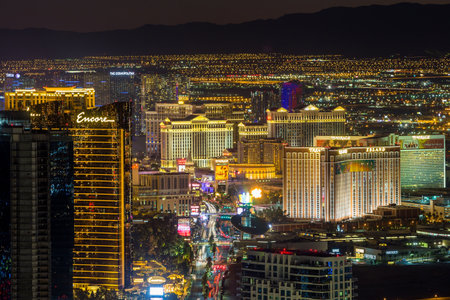 LAS VEGAS - OCT 29 : View of the strip on October 29, 2014 in Las Vegas. The Las Vegas Strip is an approximately 4.2-mile stretch of Las Vegas Boulevard in Clark County, Nevada.のeditorial素材