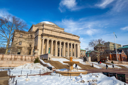 Columbia University of New York in winterのeditorial素材
