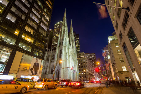 NEW YORK CITY - FEB 11: St. Patrick's Cathedral in New York City on February 11, 2015  One of the 5 boroughs of New York City, the smallest but also the most populated.のeditorial素材