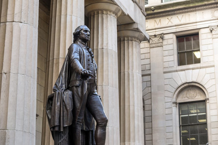 Wall Street New York and Federal Hallのeditorial素材