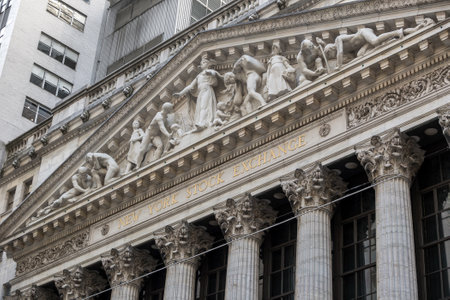 NEW YORK CITY - FEB 11: The New york Stock Exchange on February 11, 2015 in New York. It is the largest exchange in the world by market capitalization.のeditorial素材