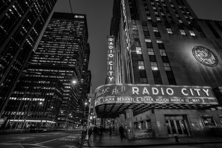 NEW YORK CITY - FEB 11: Radio City Music Hall at Rockefeller Center February 11, 2015 in New York, NY. Completed in 1932, the famous music hall was declared a city landmark in 1978.のeditorial素材