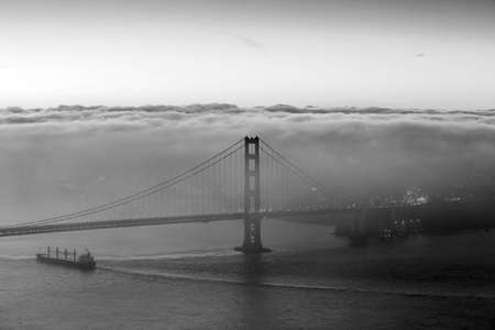 Low fog at Golden Gate Bridge San Francisco, USAの写真素材