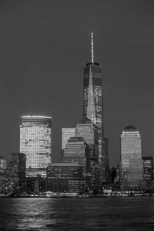 Manhattan Skyline from Jersey at twilight, New York Cityの写真素材