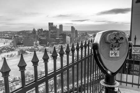 Skyline of downtown Pittsburgh at sunrise