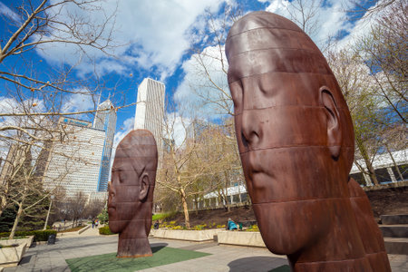 CHICAGO - April 10 : Millennium Park, Chicago on April 10, 2015. Millennium Park is a public park located in the Loop community area of Chicago in Illinois, US,のeditorial素材