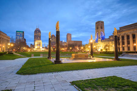 Downtown Indianapolis skyline at twilightの写真素材