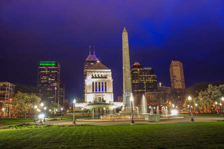 Downtown Indianapolis skyline at twilightの写真素材