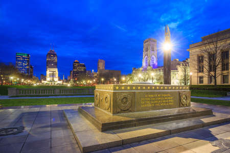 Downtown Indianapolis skyline at twilightの写真素材