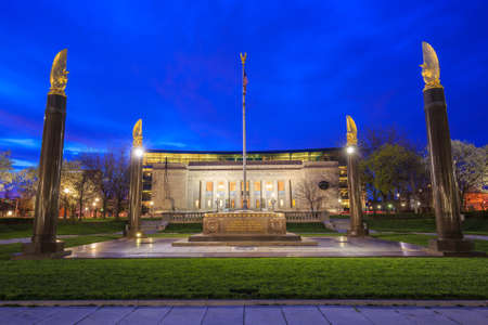 Downtown Indianapolis skyline at twilightの写真素材