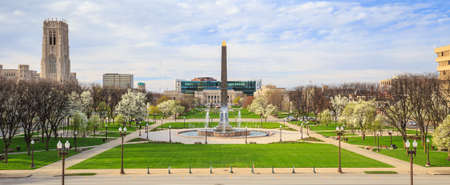 Panorama view of Indiana  Veterans Memorial Plaza in downtown Indianapolisの写真素材