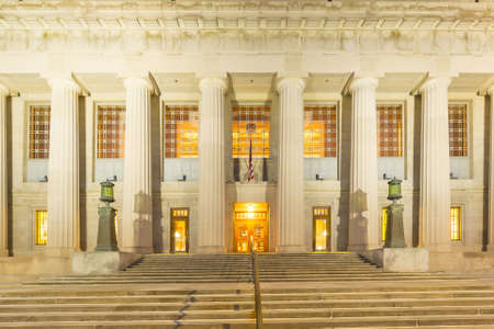 Central library at twilight in indianapolisの写真素材