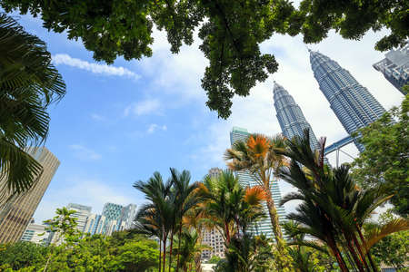 Landscape of downtown kuala lumper with blue skyの写真素材