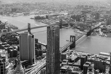 New York skyline with Brooklyn Bridgeの写真素材