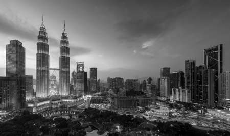 Top view of Kuala Lumper skyline at twilightの写真素材