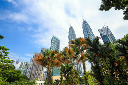 Landscape of downtown kuala lumper with blue sky