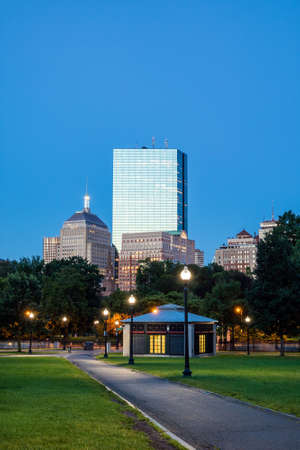The Boston Common at night in Boston MA, USAの写真素材