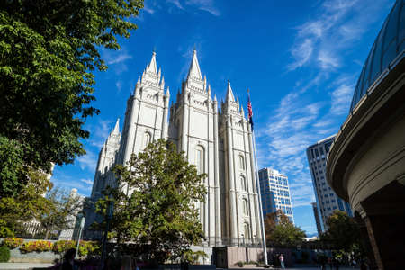 Fascade of Salt Lake Temple in Utah USA