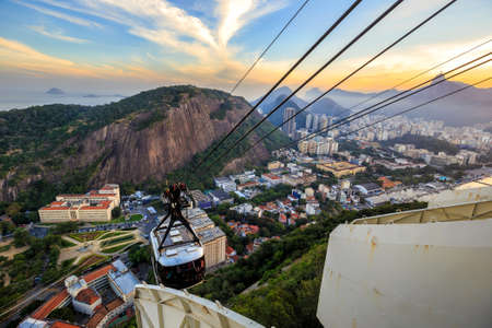 Cable car and  Sugar Loaf mountain in Rio de Janeiro