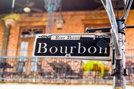 Bourbon Street sign in the French Quarter of New Orleans, Louisianaのeditorial素材