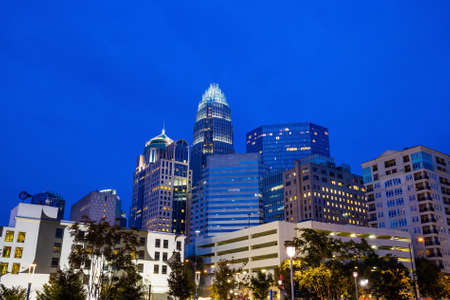 Skyline of downtown Charlotte in north carolina, USAの写真素材