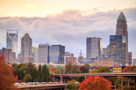 Skyline of downtown Charlotte in north carolina, USAの写真素材