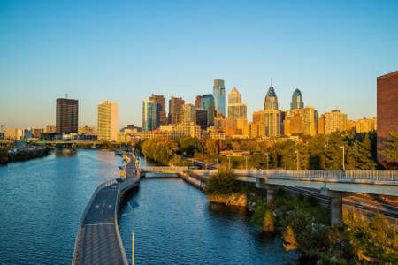 Downtown Skyline of Philadelphia, Pennsylvania at twilightの写真素材