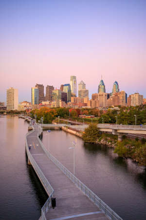 Downtown Skyline of Philadelphia, Pennsylvania at twilightの写真素材