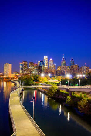 Downtown Skyline of Philadelphia, Pennsylvania at twilightの写真素材
