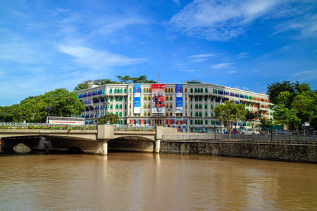 SINGAPORE - December 13: Colorful vintage style building at Clarke Quay on December 13, 2015