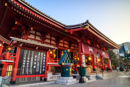TOKYO, JAPAN - JANUARY 9: Sensoji Temple on January 9, 2016 in Tokyo, Japan. The temple is the oldest and the most popular destination in Tokyo.のeditorial素材