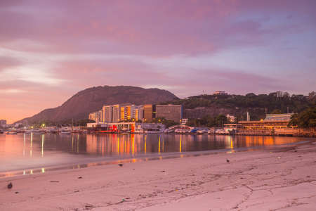Rio de Janeiro Brazil skyline panorama at Botafogo Bay beach at sunriseの写真素材