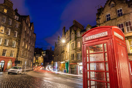 Street view of the historic old town, Edinburgh, Scotlandの写真素材