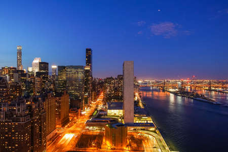 New York City midtown skyline at sunset