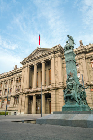 The Palacio de los Tribunales de Justicia de Santiago. Historic building in Santiagoのeditorial素材