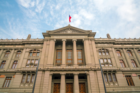 The Palacio de los Tribunales de Justicia de Santiago. Historic building in Santiagoのeditorial素材