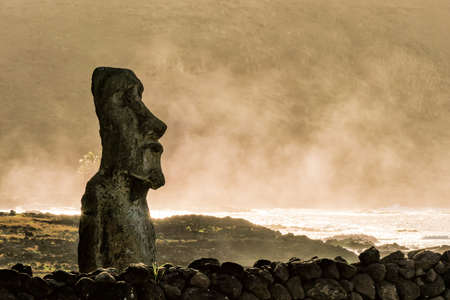 Moais at Ahu Tongariki in Easter island, Chileの写真素材