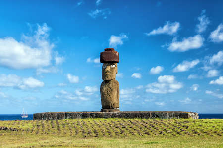 Shot of Moai statue at Easter Island Chileの写真素材