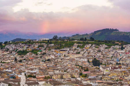 View of the historic center of Quito, Ecuadorの写真素材