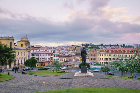 View of the historic center of Quito, Ecuadorの写真素材
