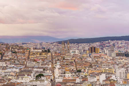 View of the historic center of Quito, Ecuadorの写真素材