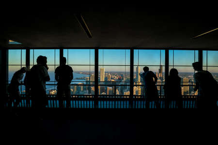 View of downtown Chicago from above in USAの写真素材