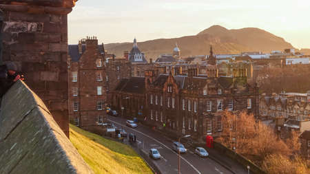 View to the Old Town of Edinburgh in Scotlandの写真素材