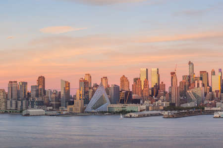 New York City Manhattan midtown skyline at dusk USAの写真素材