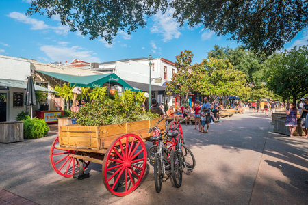 SAVANNAH, GEORGIA - SEPTEMBER 5 : Downtown Savannah Georgia USA on September 5, 2016 Established in 1733 on the Savannah Riverのeditorial素材