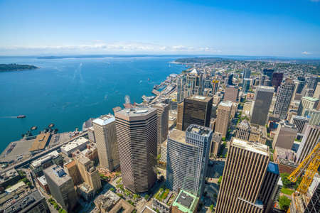 View of downtown Seattle skyline in Seattle Washington, USAの写真素材