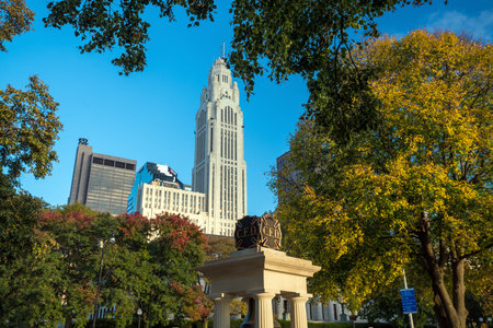 COLUMBUS, OHIO- NOV 3: Downtown Columbus Ohio skyline in USA on November 3, 2016のeditorial素材
