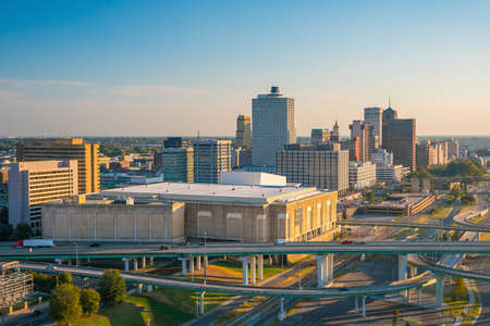 Aerial view of downtown Memphis skyline in Tennessee, USA